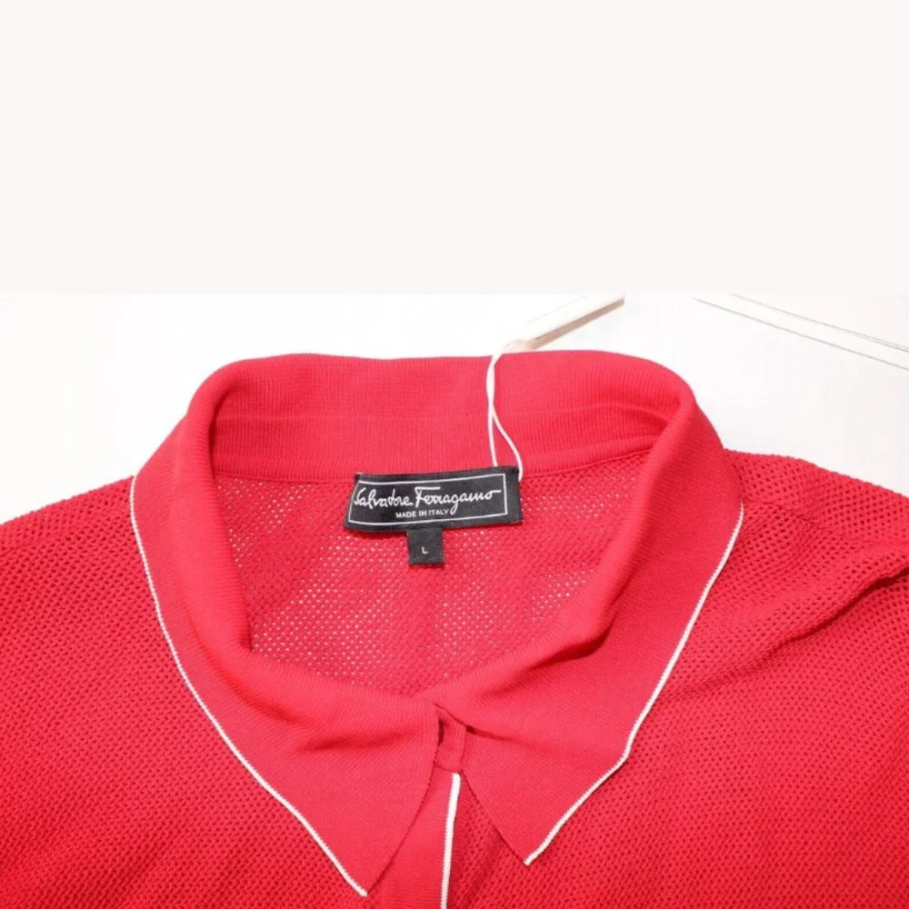 $1750 MEN'S NEW W/TAGS Salvatore Ferragamo Mesh Red White Cardigan Size L
